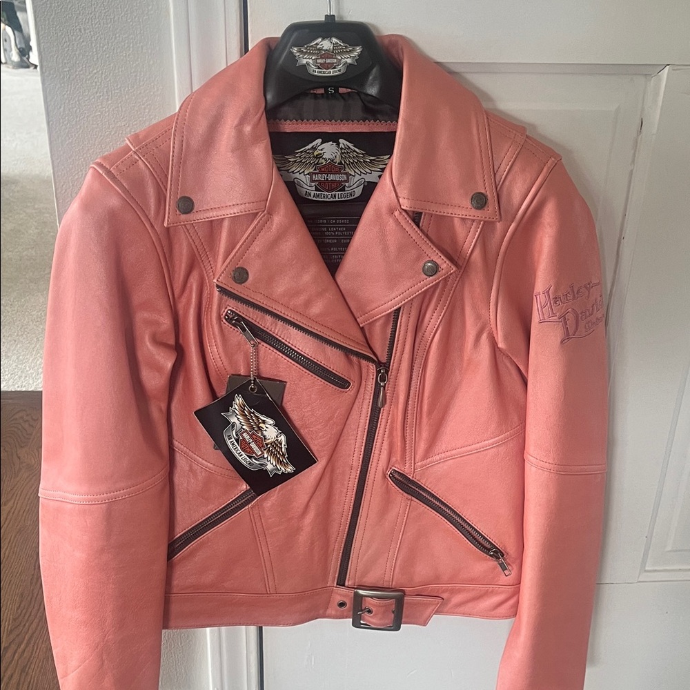 Harley Davidson Women's Coral/Pink Leather Jacket